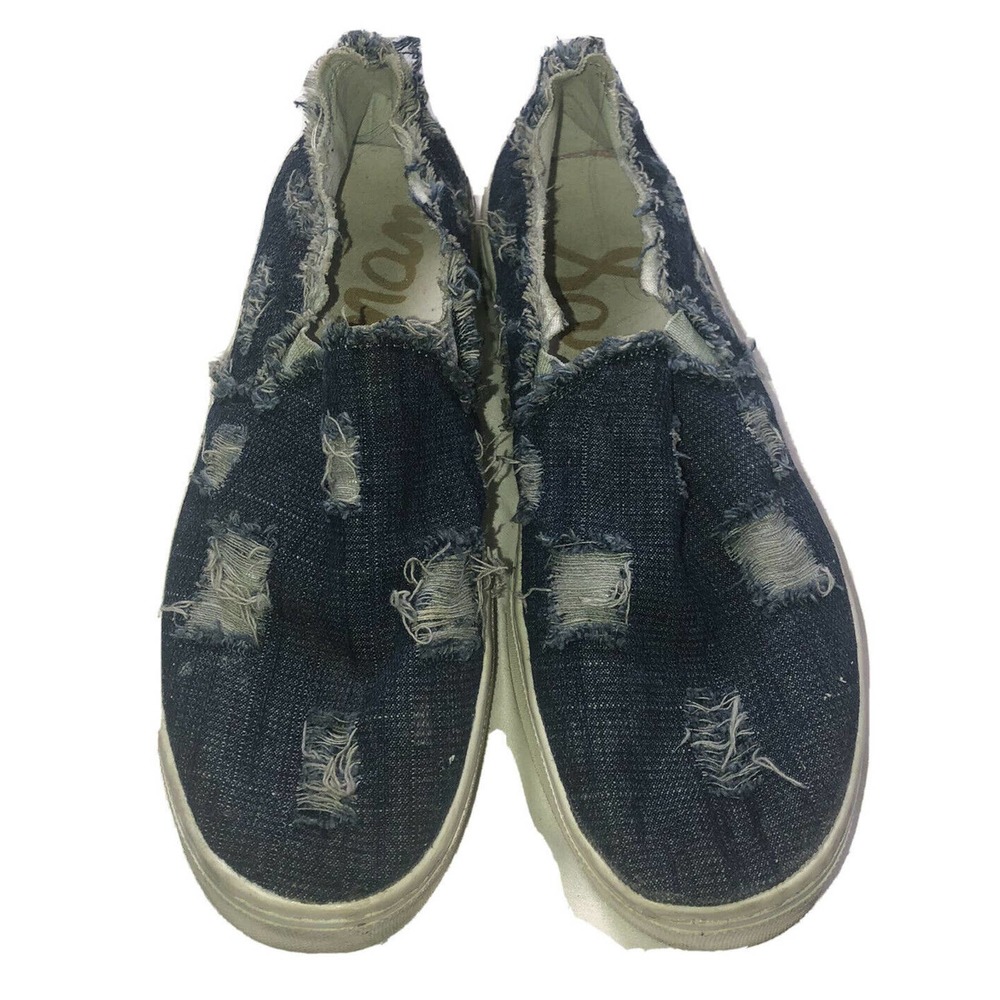 Sam Edelman Lacey‎ Denim Distressed Frayed Sneakers